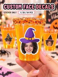 1/28/54pcs Customizable Halloween Shaped Waterproof Oil-Proof PVC Stickers, Perfect For Home Decor, Gift Box Sealing, Window Display, Store Decoration, Suitable For Friends, Family, Colleagues, Party Planners, Applicable For Halloween Party, Costume Party, Family Holiday Gathering, Store Theme Event, - Multicolor 1 - View 1