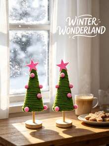 Mini Desktop Christmas Tree Decor, Compact Size Doesn't Take Up Much Space, Exquisite And Beautiful Design. Suitable For Placement On Desks, Counters And Other Locations, Can Be Used As Daily Home Decor Accent Or For Christmas Party Scene Decoration, Easily Creating A Warm And Festive Atmosphere. - Multicolor - View 8
