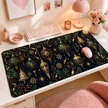 Golden Ornament Large Mouse Pad, Elegant Christmas Desk Mat, Extended Keyboard Pad , Polyester Surface With Rubber Base For Gaming, Office, Home Computer Setup And Holiday Decor 3 Sizes Available - View 4