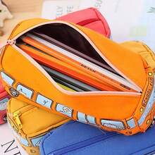 1pc Kids Cute Bus Canvas Pencil Case,With 2Pcs Random Mechanical Pencils,High Capacity Cartoon Car Pouch,School Stationery Storage Bag,Back To School - Multicolor - View 8