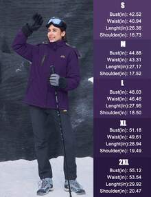 Cavva Women's Fleece Lined Jacket Warm Snow Skiing Multi-Pockets Hooded Winter Coat Hiking Camping Mountaining - Purple - View 5