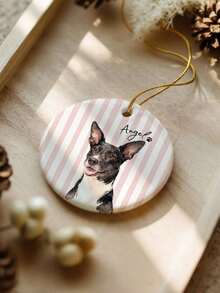 Custom Photo & Name Pet Ornament, Personalized Watercolor Pet Portrait Keepsake Ornament, Dog Cat Remembrance Gift - Multicolor - View 5