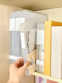1/2/4pcs Transparent A4 File Storage Box, Desktop Vertical Classification Archive Box, Dustproof & Moisture-Proof Document Organizer, Student Exam Paper Office Receipt File Sorting, Neat Storage Helper - Clear - View 8