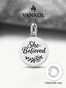 1pc "She Believed" Pendant DIY Beaded Bracelet Charm, Exquisite Gift, Back To School Essential, Teen Campus Backpack Accessory, College Must-Have - Style 4 - View 2