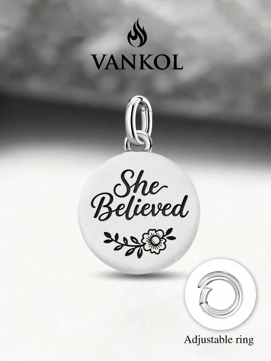 1pc "She Believed" Pendant DIY Beaded Bracelet Charm, Exquisite Gift, Back To School Essential, Teen Campus Backpack Accessory, College Must-Have