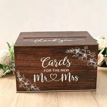 Kotak Kartu Ucapan Pernikahan dan Kotak Buku Tamu dari Kayu, Desain Kartu Tn. dan Ny., Kotak Penyimpanan Kartu Ucapan Pernikahan Multifungsi, Cocok untuk Dekorasi Pesta Pernikahan, Ulang Tahun, Acara Bridal Shower, dan Perlengkapan Pesta Lainnya, Kotak Penyimpanan Kartu - 1PC - View 6
