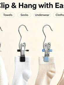 Multifunctional Metal Clips, Heavy Duty Clothes Pegs, Suitable For Closet, Bathroom, Balcony, Space-Saving Home Drying Clips - View 7