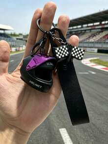 Creative Colorful Motorcycle Helmet Keychain, Buckle Finish Line Flag, Creative Keychain, Exquisite Cute Bag Charm, Couple Style Bag Pendant, Casual Motorcycle Helmet Phone Lanyard, Car Key Chain Gift - Multicolor - View 3