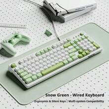 EWEADN Wired Keyboard, Full-Size Layout With Number Pad, Rainbow Backlit Keys, Ergonomic Design, Multifunctional Media Knob, Ball-Top Keycaps, Stylish Green & Blue Color Options, Comfortable Typing For PC, Laptop, Desktop, Office & Gaming - View 11