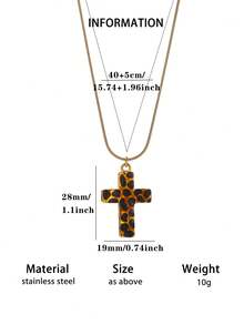 1 Pc Fashion Pink Drop Oil Cross Round Pendant Necklace For Women Gold Color Geometric Necklace Hip Hop Party Jewelry Gift - Multicolor - View 10