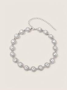Valisandre 1 Miếng Chic Dây chuyền Mạ bạc Giường đôi Của Tỏa sáng Pha lê Cổ điển Thiết kế Hằng ngày Buổi tiệc Phụ kiện - Bạc - Xem 2