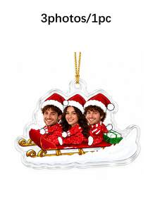 Custom 1-6 Photos Christmas Sled Ornament, Personalized Christmas Tree Decor, Festive Holiday Bag Charm, Customized Snow Sled Pendant, Customizable Picture Xmas Party Decor, 2026 Keepsake Gift, Christmas Gift 2026, Gift For Family And Friends - Style B - View 13