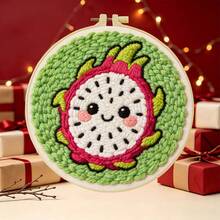 DIY Punch Needle Kit For Beginners – Includes Punch Needle, Yarn, Instructions, Square Hoop & Pre-Printed Fabric (Delicious Fruit). Creative Craft For Wall Decor Or Gifting. 2D Printed Punch Needle Starter Kit. 20x20cm (7.87x7.87 In). - Delicious Fruit - View 5