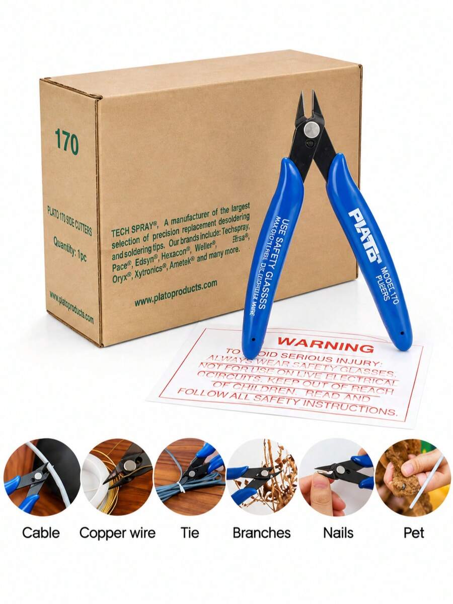 1pc Blue Flat Side Cutter Pliers Professional Jewelry Tool Set Suitable For Trimming, Beading And Cutting, Metal Wire Cutting Pliers - Blue - View 1