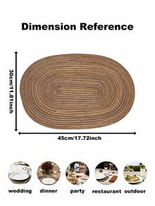 1/4/6/8 Coffee Brown Oval Woven Placemats, Non-Slip Heat-Resistant High-Resilience, Foldable And Rollable For Easy Storage, Suitable For Wedding Party Table Decoration, Daily Home Kitchen Dining Room And Room Decor - Brown - View 2