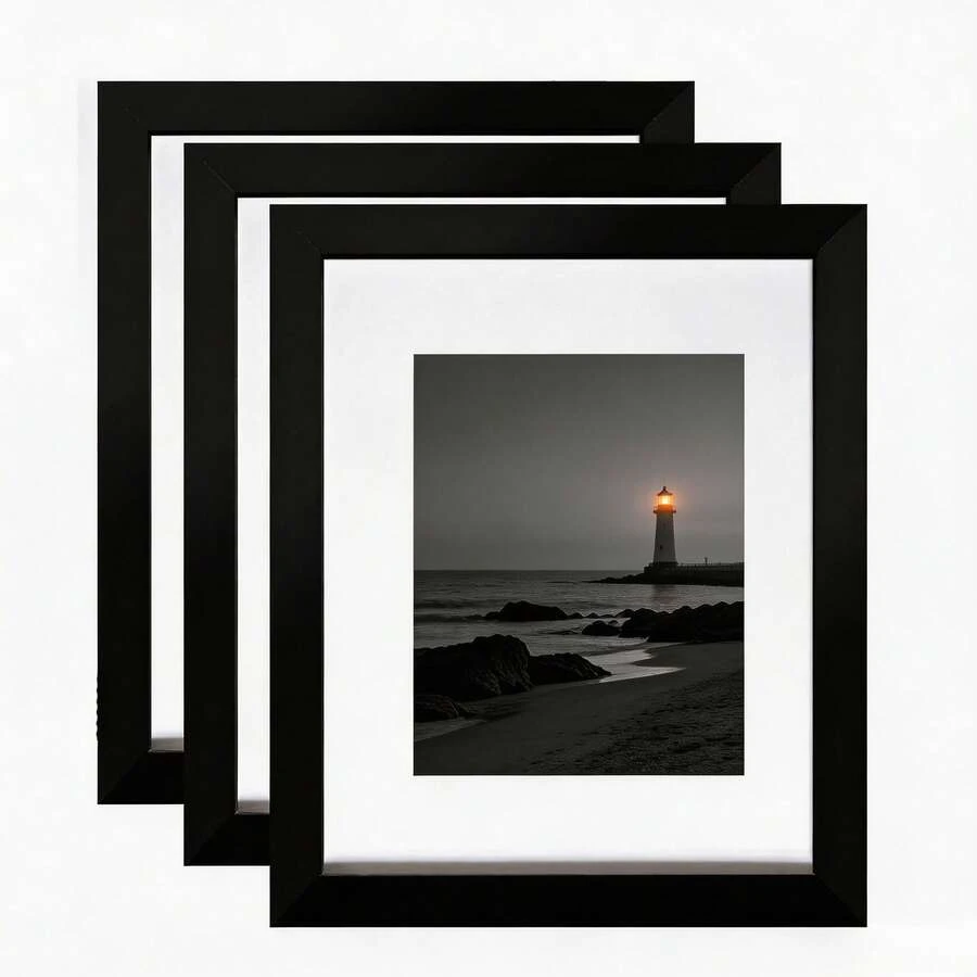 Mosearon 3pcs/2pcs/1pc Black MDF Photo Frame, A4 Certificate Frame, 30*40CM Poster Frame, No Matting, Acrylic Transparent Panel, Suitable For Living Room, Bedroom, Gallery Wall Decor - Black - View 1