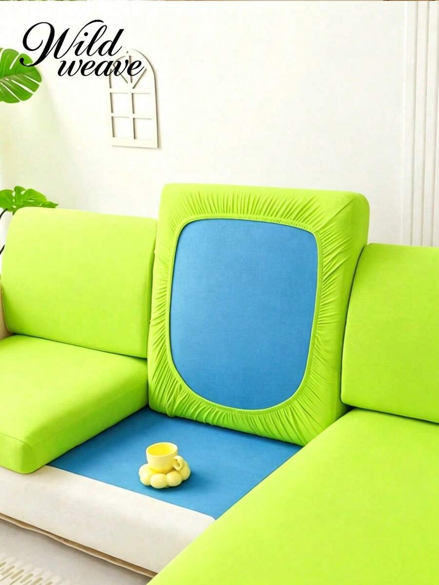 1pc Minimalist Modern Solid Color Milk Silk Elastic Sofa Cushion Cover, Suitable For All Seasons