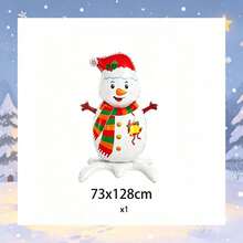 Snowman Christmas Balloon, Standing Snowman Foil Balloon With Santa Hat. Great For Christmas Party Decor And Holiday Photo Backdrop. - View 7