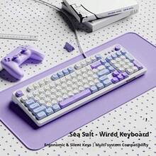 EWEADN Wired Keyboard, Full-Size Layout With Number Pad, Rainbow Backlit Keys, Ergonomic Design, Multifunctional Media Knob, Ball-Top Keycaps, Stylish Green & Blue Color Options, Comfortable Typing For PC, Laptop, Desktop, Office & Gaming - View 10