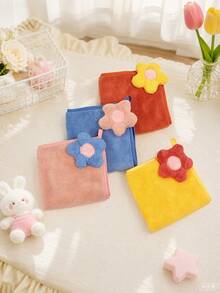 1pc/4pcs/8pcs Approx. 13.4*13.4 Inch Cute 3D Fruit Star Decorative Hanging Towel, Soft Coral Fleece Absorbent Kitchen Bathroom Wiping Cloth, Kids Favorite Towel, Quick Dry Soft Fluffy - Multicolor - View 3