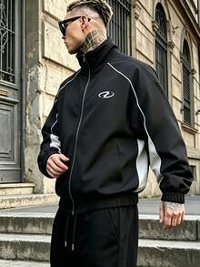 Herrjacka för vår/höst, lätt, casual, mode, för utomhusbruk och sport - Svart - Visa 1
