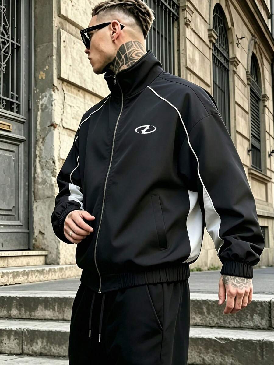 Herrjacka för vår/höst, lätt, casual, mode, för utomhusbruk och sport - Svart - Visa 1