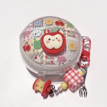 New Plaid 3D Red Apple Cute Cartoon Fruit Earphone Case Anti-Drop Soft Shell Earphone Protective Cover + Keychain Apple Pendant Compatible With Huawei FreeBuds SE2/SE3/SE4/6i/7i/FreeClip2/FreeClip 2 Collector's Edition Wireless Bluetooth Earphone Case - Apple - View 7