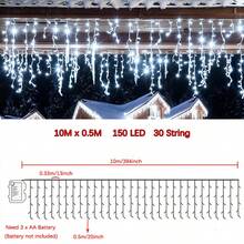 Battery Box Curtain Icicle Lights Christmas Lights Outdoor Eaves Decor String Lights For Halloween Wedding Party Holiday Decorations Autumn Home Decor - Battery-operated Icicle Lights - View 12
