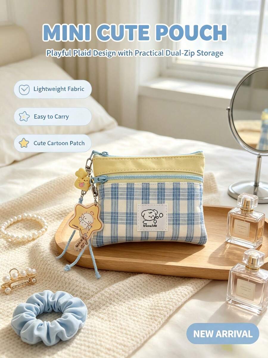 Tas Kosmetik Anak Anjing Lucu, Kantong Portabel Kecil yang Indah, Tas Penyimpanan Pembalut Wanita untuk Aktivitas Luar Ruangan, Dompet Mini Portabel Wanita