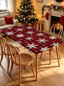 1pc Christmas Element Elastic Band Elastic Edge, Rectangular Design, Anti-Slip Elastic, Waterproof Oil-Proof Scratch-Resistant, Suitable For Dining Table, Folding Table, Kitchen, Party, Picnic, Camping And Home Decor. - Multicolor - View 5