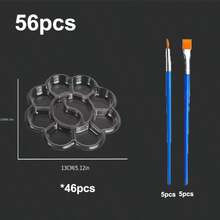 56pcs Mini Flower-Shaped Plastic Palette And Nylon Paintbrush Set, Suitable For Acrylic Paint, Oil Paint And Watercolor Paint, Ideal For Outdoor Painting, Model Making And Christmas And New Year DIY Palette Craft Projects - Sets - View 13