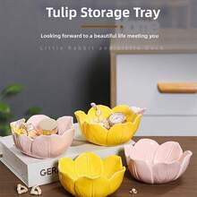 Tulip Shape Flower Jewelry Tray Solid Ceramic Jewelry Holder Organizer Elegance Petal Design Trinket Tray Table Decoration - Multicolor - View 6