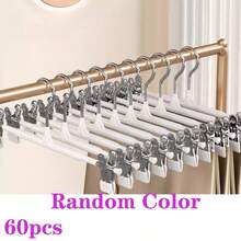 5/10/20/60PCS, Adjustable Colorful Hangers, Suitable For Pants, Skirts, Jeans And Socks - Space-Saving Metal Hangers, Durable Coated Clips For Secure Grip, Clothing Organizer - Multicolor - View 14