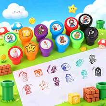 SUPER MARIO BROS. 1set/12pcs The Popular Cartoon Children's Award Seal, A Variety Of Classic Character Patterns, Clear Inkpad Without Hurting Hands, Classroom Incentive Props, Boys' And Girls' Holiday Children's Fun Gifts (Stochastic Style) - Multicolor - View 1
