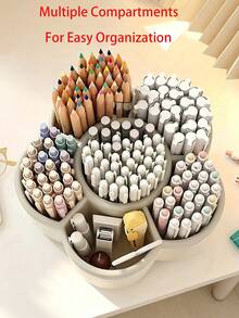Rotating Desktop Storage Box Large Capacity Pen Holder For Men And Women Makeup Brush And Pen Holder Combination For Back To School Gift Home Livingroom Bathroom Travel Vocation Paty Favor Daily Indoor Essential Accessory - Multicolor - View 7
