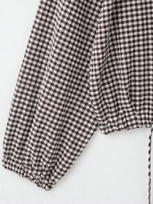 CAREE Women's Autumn/Winter Red Small Plaid Short Jacket, Notch Collar, Dropped Shoulder, Button Front Closure - Multicolor - View 4