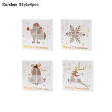 4pcs/1pc Merry Christmas Paper Treat Boxes With Hollow Cutout Window, Gold Foil Santa Snowflake Bell Reindeer Pattern Xmas Gift Box, Holiday Party Packaging Box For Baking Party Favors - Multicolor - View 8