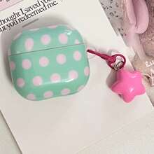 Korean Style Polka Dot Earphone Case Compatible With AirPods Case 2/3/4/Pro/Pro2/Pro3, Shockproof Earphone Case With Pendant, Gift For Men And Women, Commuting Accessory, Fashionable And Creative, Combining Aesthetics And Practicality - Multicolor - View 4