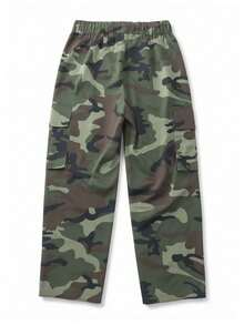 Men's Spring/Autumn Casual Fashion Lightweight Camouflage Cargo Pants, Outdoor Workwear Long Pants - Army Green - View 3