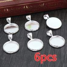 6Pcs 12mm Inner Size Brass Material Simple Pendant Cabochon Blank Base Setting Bezel Tray DIY Jewelry Making Accessories - 12mm - View 12