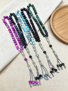 10mm 33 Beads Tasbih Prayer Beads, Ramadan Islamic Misbaha Rosary With Metal Tassel Pendant, Multi-Color Stone Texture, Ramadan Eid Religious Gift, Suitable For Men And Women - 33 Pieces - View 4