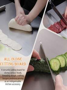 Large Thick Stainless Steel Cutting Board, Modern Minimalist Silver Rectangular Foldable Design, Easy Storage, Suitable For Kitchen Cooking, Family Gatherings, Outdoor Camping, Laboratory Crafts, Practical Kitchen Accessory - View 12