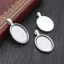 5pcs 18x25mm Inner Size Oval Alloy Pendant Cabochons Blank Base Setting Bezel Tray DIY Jewelry Making Accessories Findings - 18x25mm - View 5