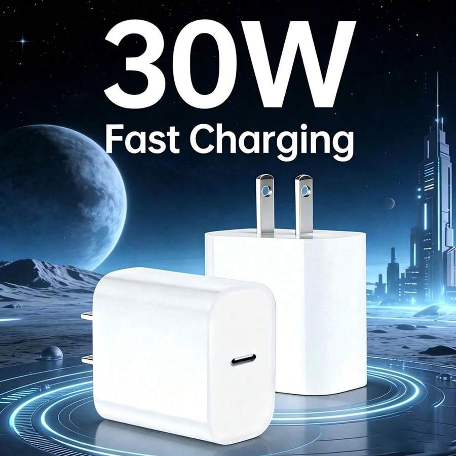 30W Fast Charger USB C Wall Charger Charging Brick Power Adapter Plug Compatible With IPhone 18 Pro Max/18 Pro/18/Ultra/17/Air/15/14 Pro Max/14 Plus/13 Pro/12 Pro/Mini/ Series - US A Type Plug(110-127V) - View 1