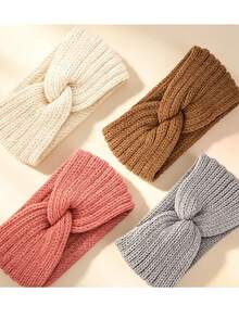 4pcs Knitted Headbands, Warm Woolen Hairbands For Autumn/Winter, Windproof Headbands - Multicolor - View 6