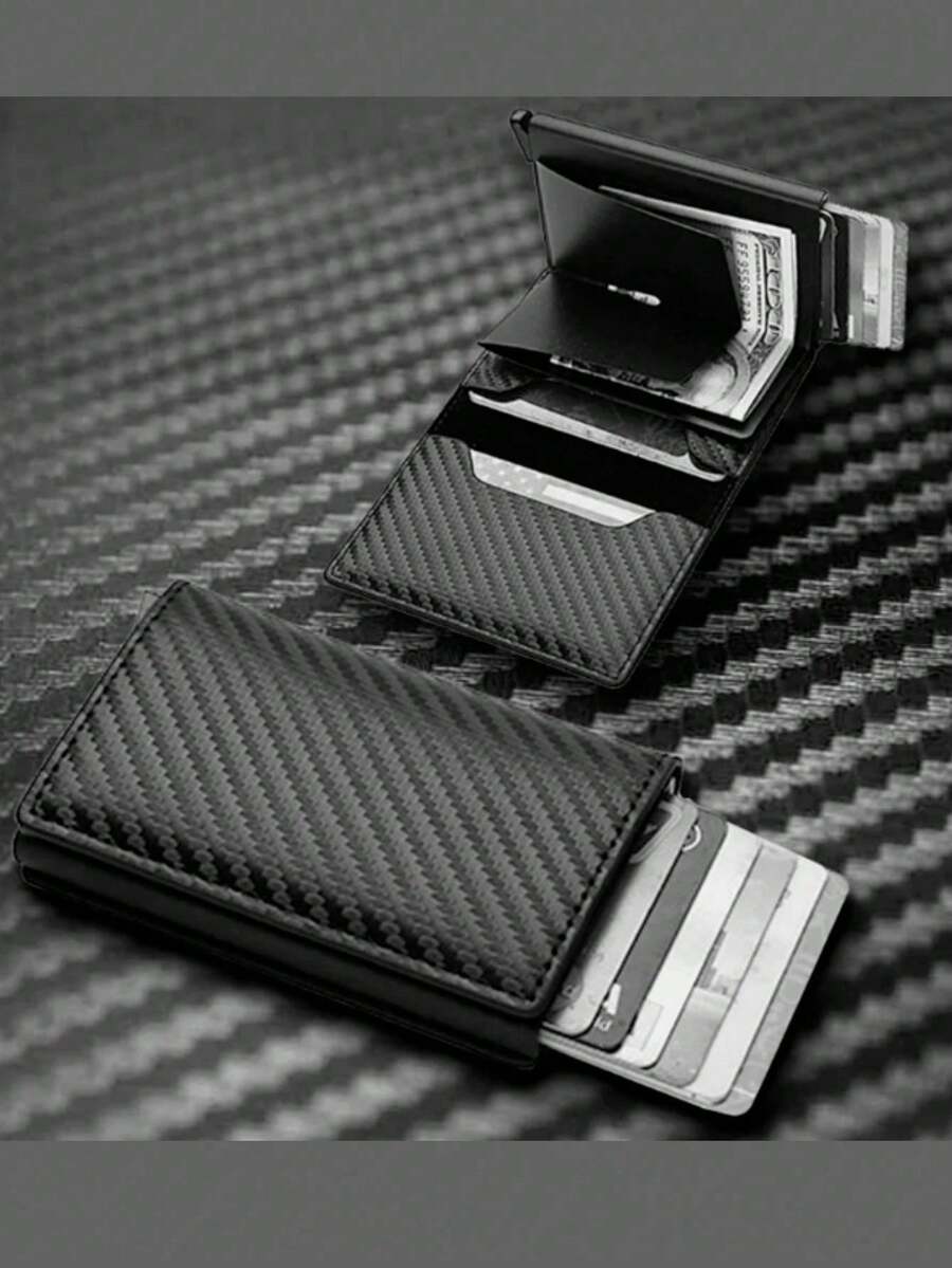 Men's Ultra-Thin RFID Wallet, Ultra-Thin Coin Wallet Card Holder, Aluminum Alloy Side Push Card Holder, ID Card And Driver's License Clip Suitable For - Multicolor - View 1