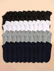 20/15/10/5/1 Pair Men's Minimalist Solid Color Low-Cut Socks, Moisture-Wicking & Breathable, Invisible Socks, Suitable For All Seasons - Multicolor - View 2