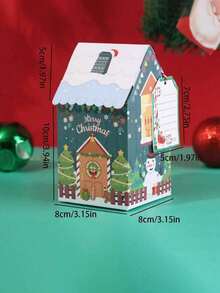 10pcs/Pack Christmas Baking Candy Cookie Small Gift Boxes Paper Boxes Small House Small Gift Boxes Paper Boxes With Rope Card Decoration Photo Box - View 3
