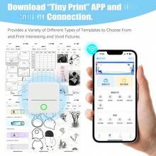 Mini Sticker Printer, White Portable Thermal Sticker Maker Machine With Paper Roll, Inkless Bluetooth Printer Compatible With Android & IOS Smartphones & Tablets, Pocket Printer For Notes, Labels, Memos, Pictures, Ideal Gift - Multicolor - View 8