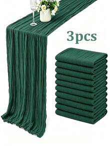 Jade Green Cheesecloth Table Runner, Bohemian Country Style Semi-Sheer Gauze Table Runner, Suitable For Wedding, Bridal Shower, Baby Shower, Farmhouse Style Dining Table Decor, Party Table Centerpiece, Wedding Favor, Solid Color Table Runner - Multicolor - View 20